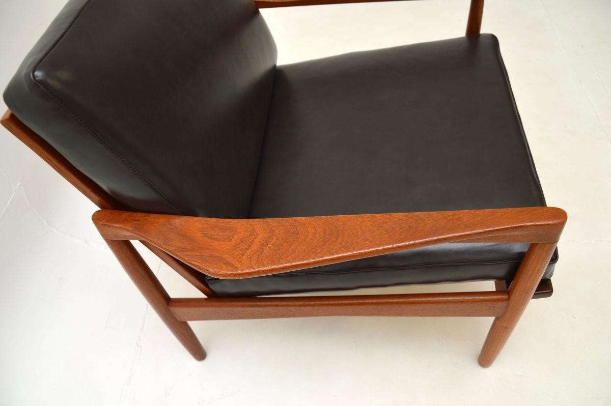 Fauteuil danois vintage en teck et cuir de Christian Jensen pour Haslev en vente 2
