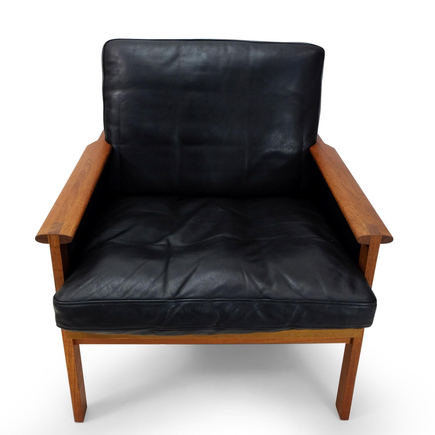 Mid-20th Century Danish Vintage Teak and Leather Armchair by Illum Wikkelsø, 1958