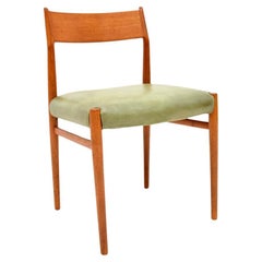 Sedia danese vintage in teak e pelle di Arne Vodder