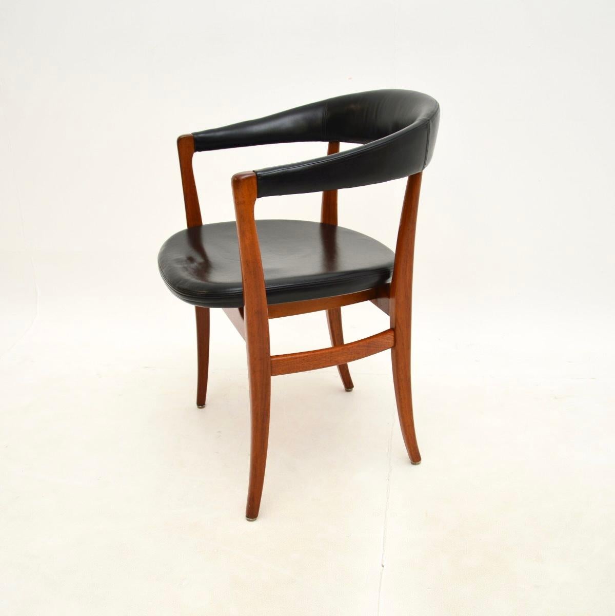 Danese Scrivania/sedia danese vintage in teak e pelle in vendita