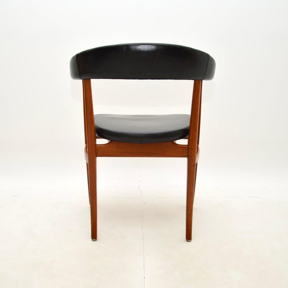 Metà XX secolo Scrivania/sedia danese vintage in teak e pelle in vendita