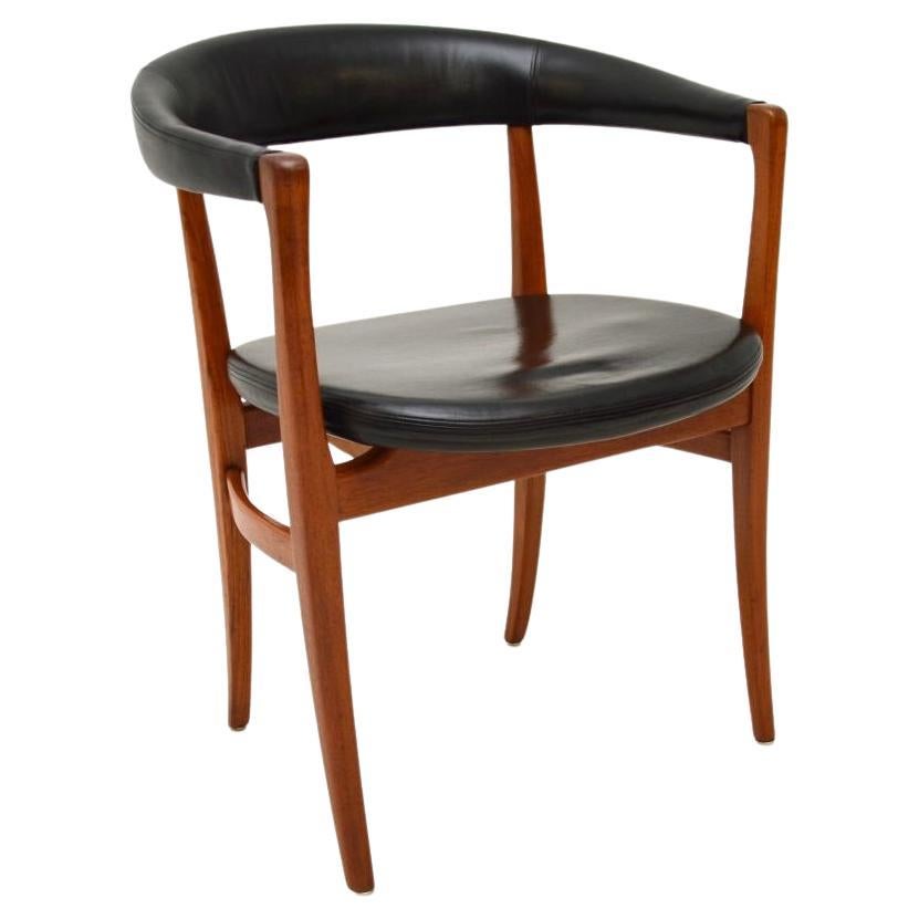 Danish Vintage Teak and Leather Desk / Side Chair