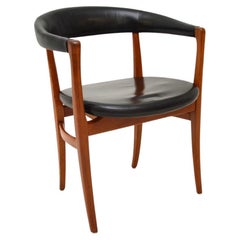 Danish Vintage Teak and Leather Desk / Side Chair