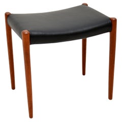 Danish Vintage Teak and Leather Stool by Niels Moller