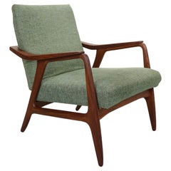 Dänischer Vintage-Sessel aus Teakholz mit grünem Stoff, 1960er Jahre