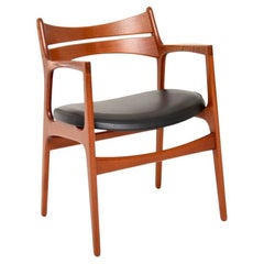 Silla de escritorio / sillón de teca de época danesa de Erik Buch