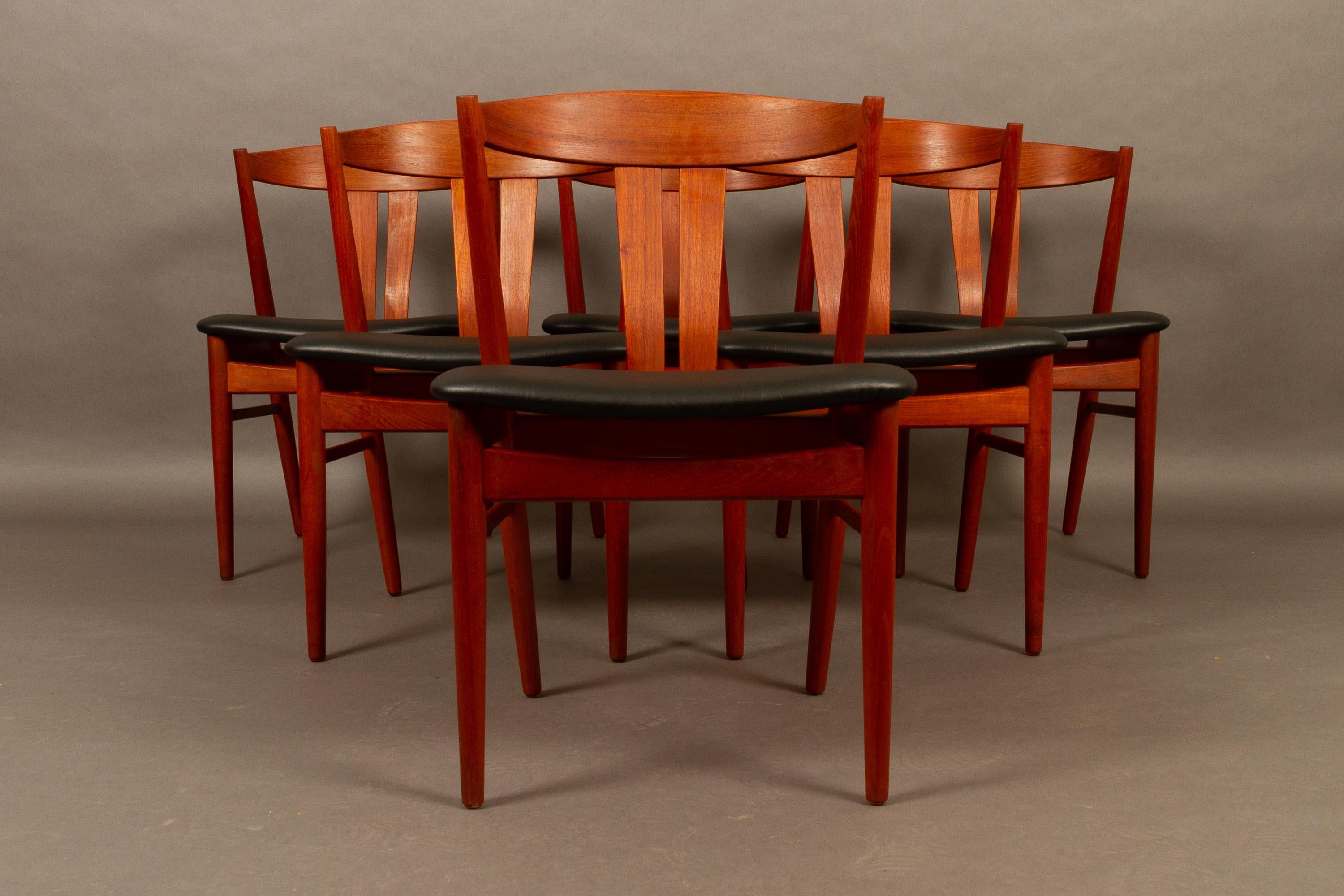 Danish Vintage Teak Dining Chairs Vejle Møbelfabrik 1960s Set of 6 In Good Condition In Asaa, DK