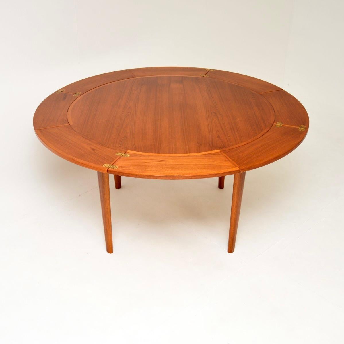 Mid-Century Modern Danish Vintage Teak Flip Flap Lotus Dining Table by Dyrlund