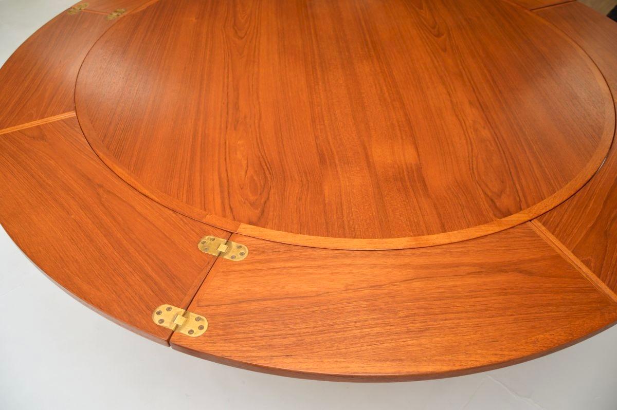 Danish Vintage Teak Flip Flap Lotus Dining Table by Dyrlund 1