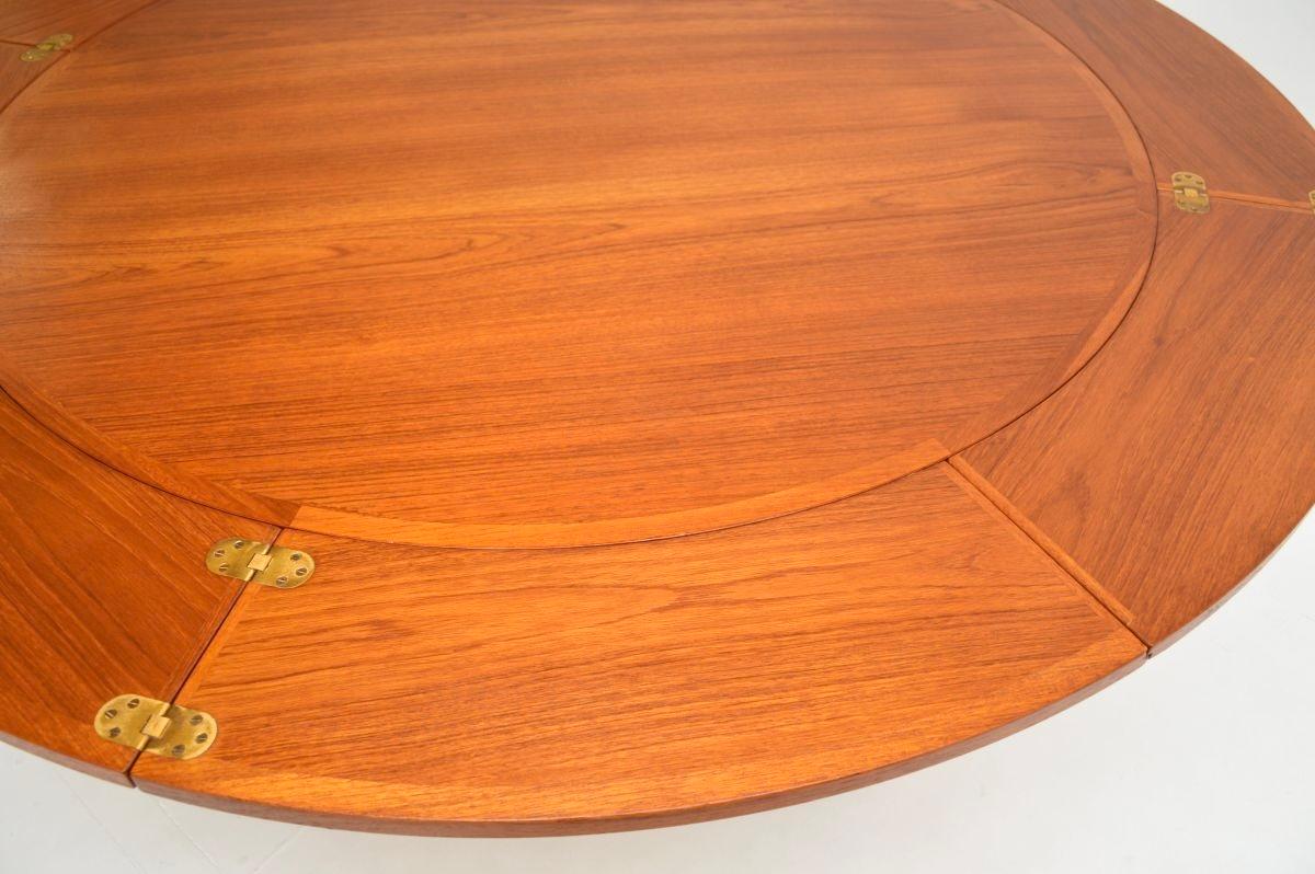 Danish Vintage Teak Flip Flap Lotus Dining Table by Dyrlund 2