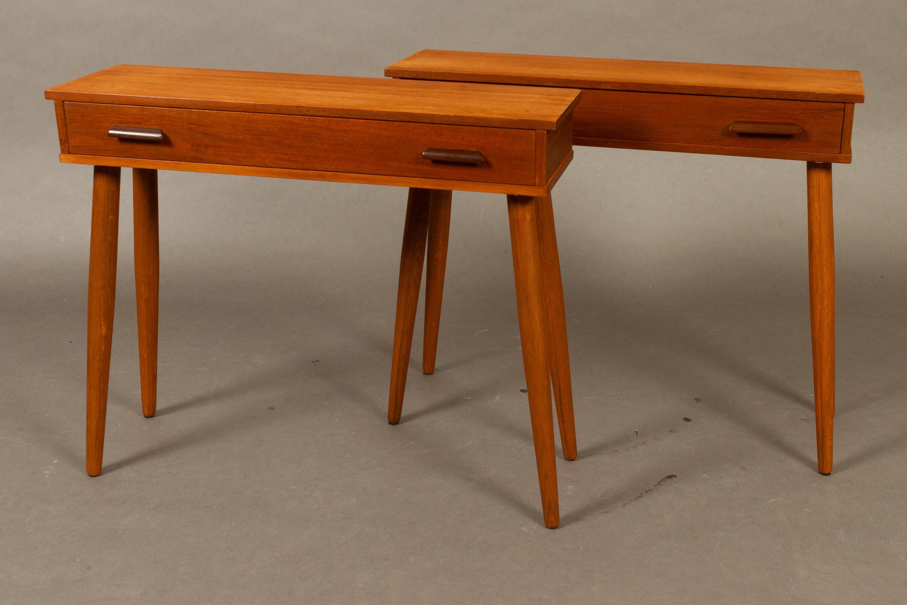 Scandinavian Modern Danish Vintage Teak Nightstands 1960s Set of 2