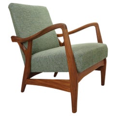 Dänischer organisch geformter Vintage-Sessel aus Teakholz mit grünem Stoff, 1960er Jahre