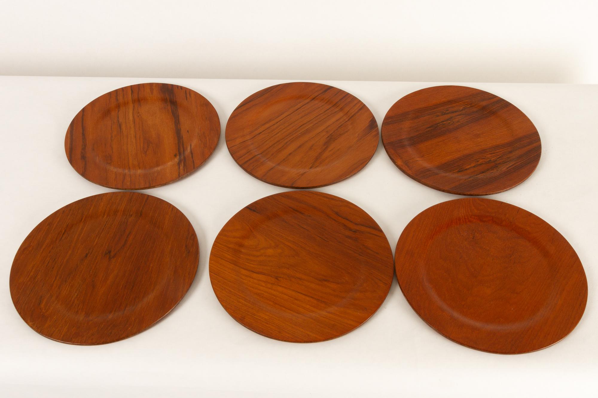 Danish Vintage Teak Tray, Plates and Bowl 1960s Set of 9 5