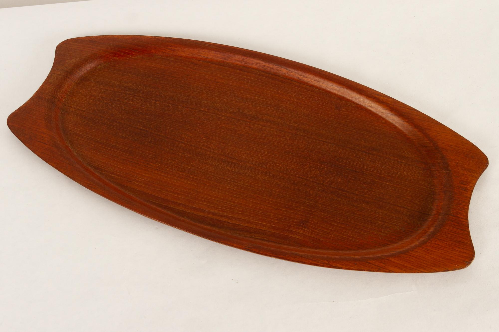 Mid-20th Century Danish Vintage Teak Tray, Plates and Bowl 1960s Set of 9
