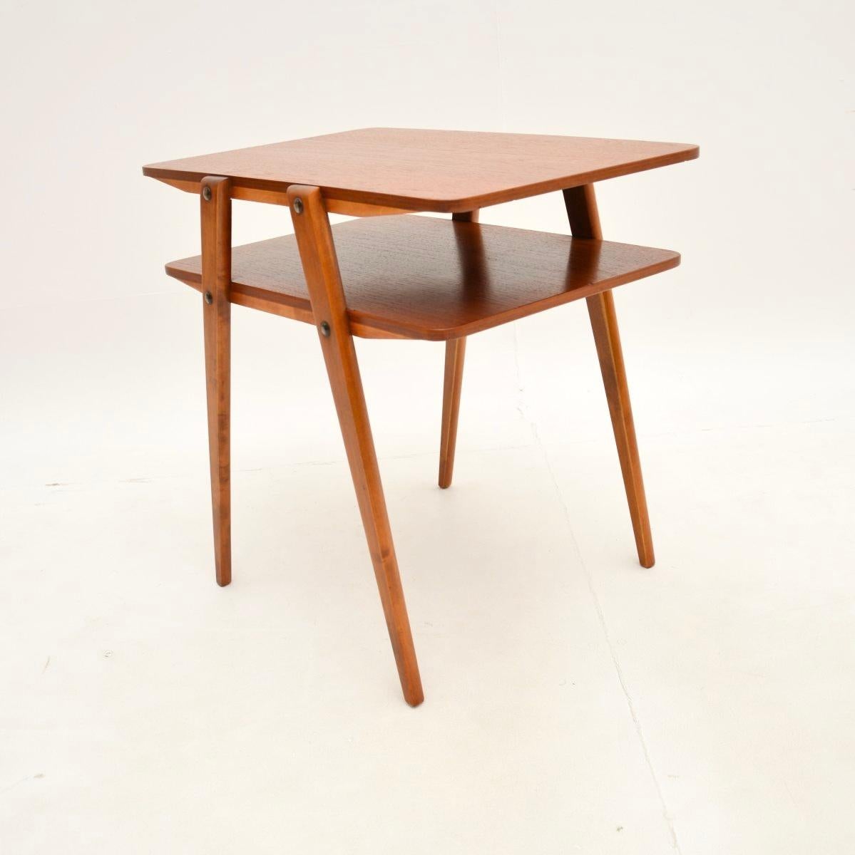 Mid-Century Modern Danish Vintage Teak Two Tier Side Table