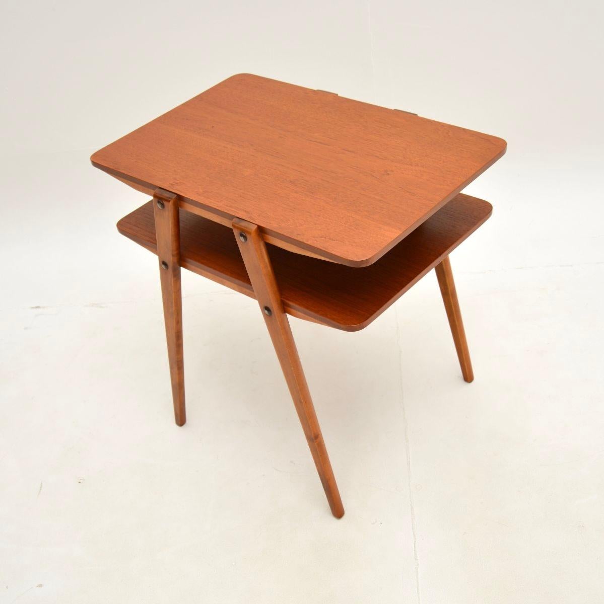 British Danish Vintage Teak Two Tier Side Table