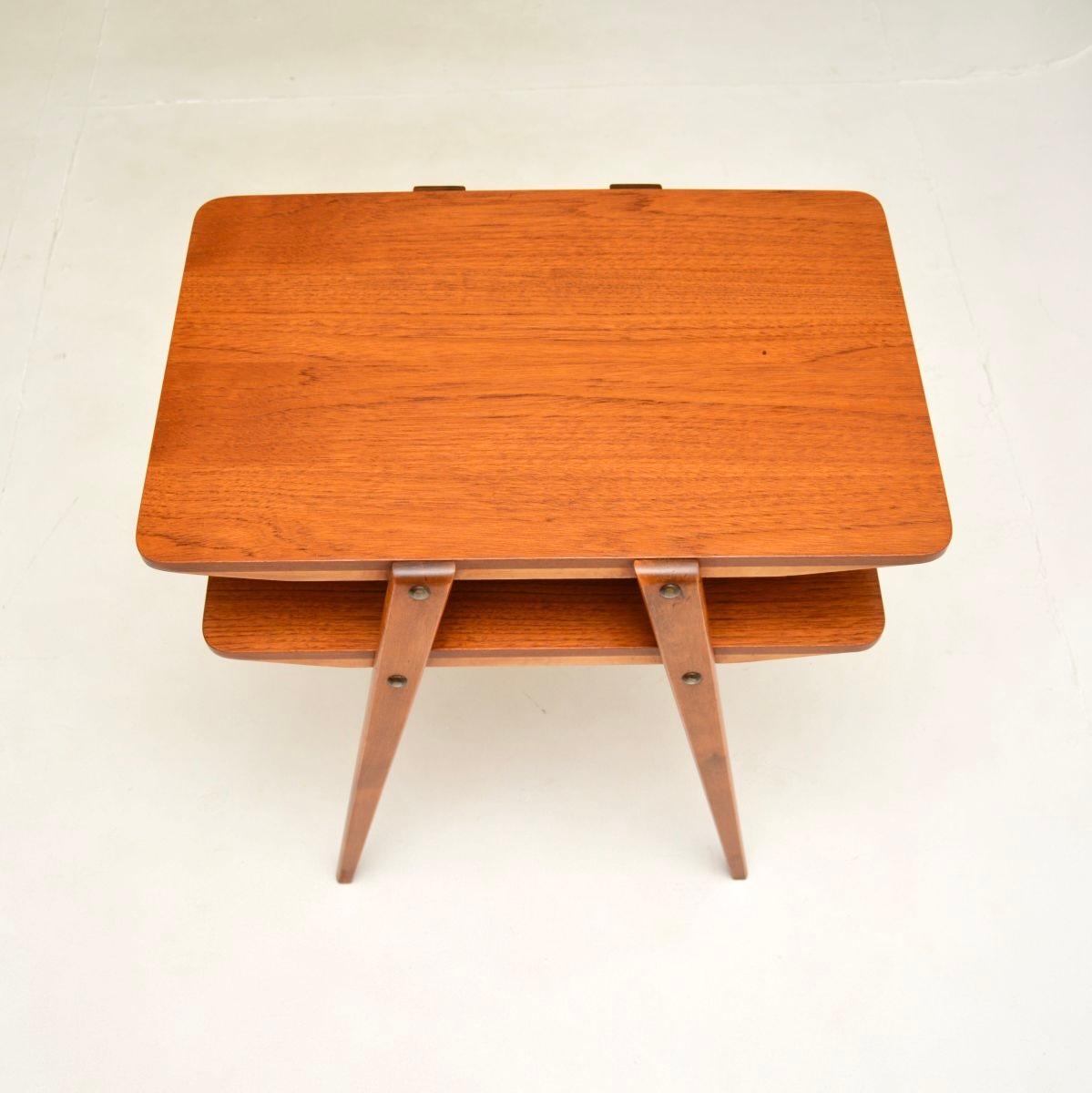 Danish Vintage Teak Two Tier Side Table In Good Condition In London, GB