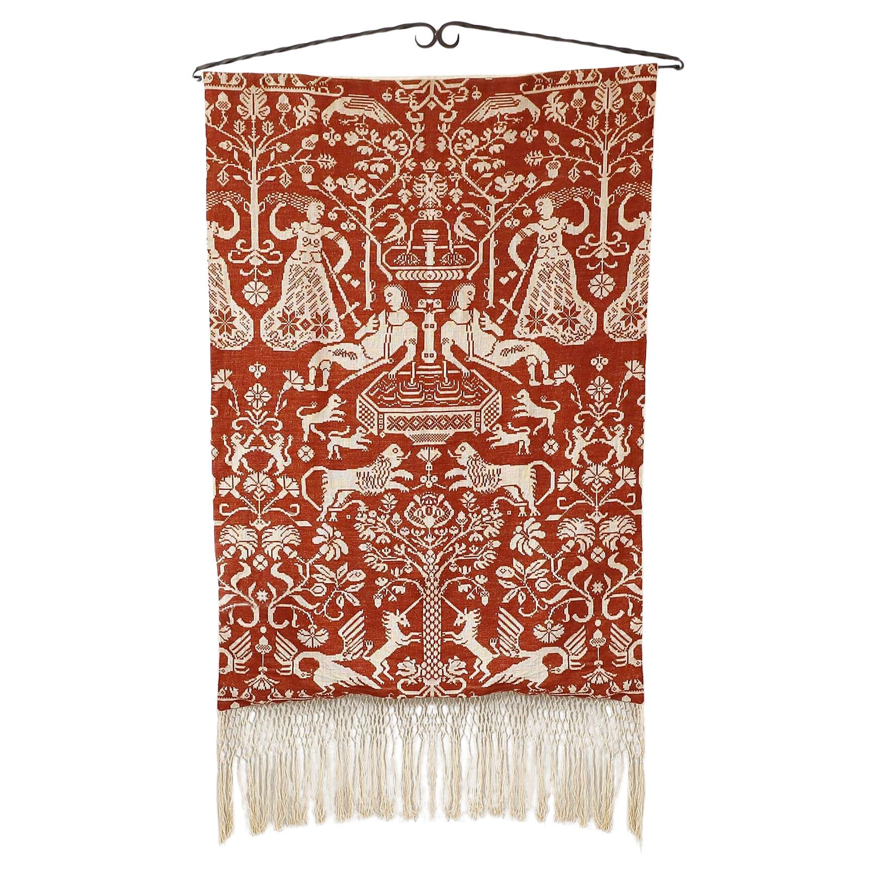 Danish Vintage Wall tapestry - Pyramus and Thisbe, Design Kåre Lindelof Jensen For Sale