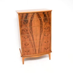 Danish Vintage Walnut and Brass Chest of Drawers