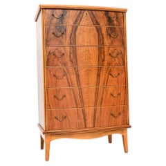 Danish Vintage Walnut and Brass Chest of Drawers