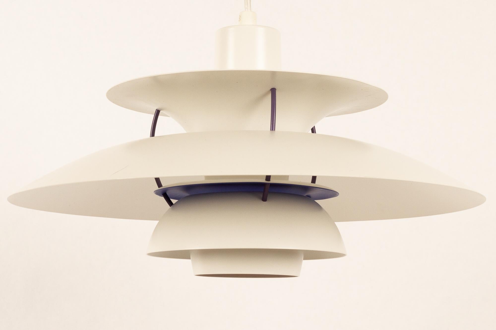 Mid-Century Modern Danish Vintage White Ceiling Pendant PH5 by Poul Henningsen 1990s