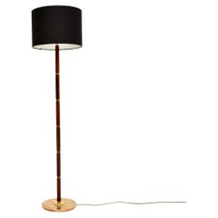 Danish Vintage Wood and Brass Floor Lamp