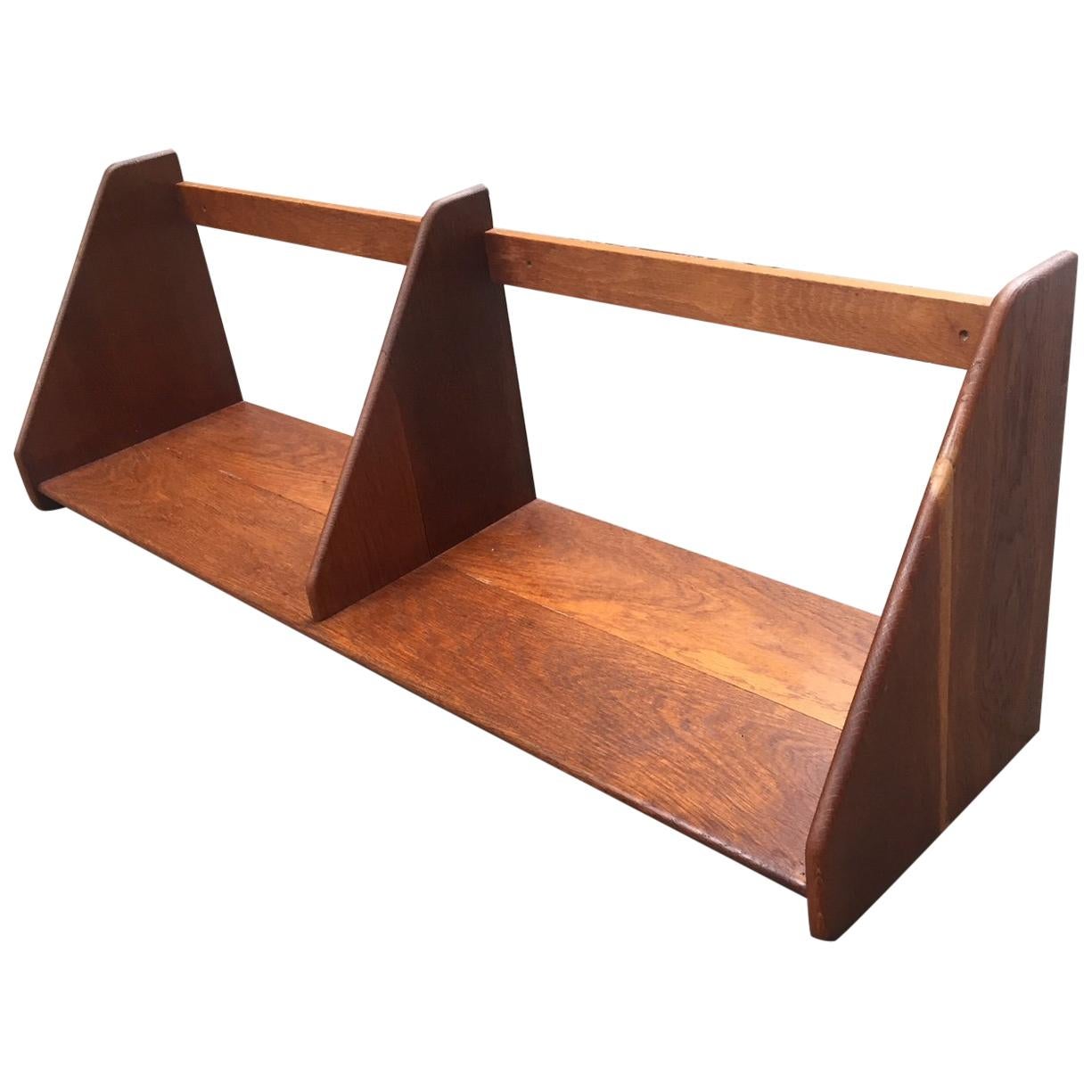 Danish Wall Bookshelf in Teak and Oak by Hans J. Wegner for Ry Møbler, 1950s