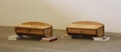 Danish Wall Hanging Bedside Tables in Pine, 1970s/80s, Set of 2