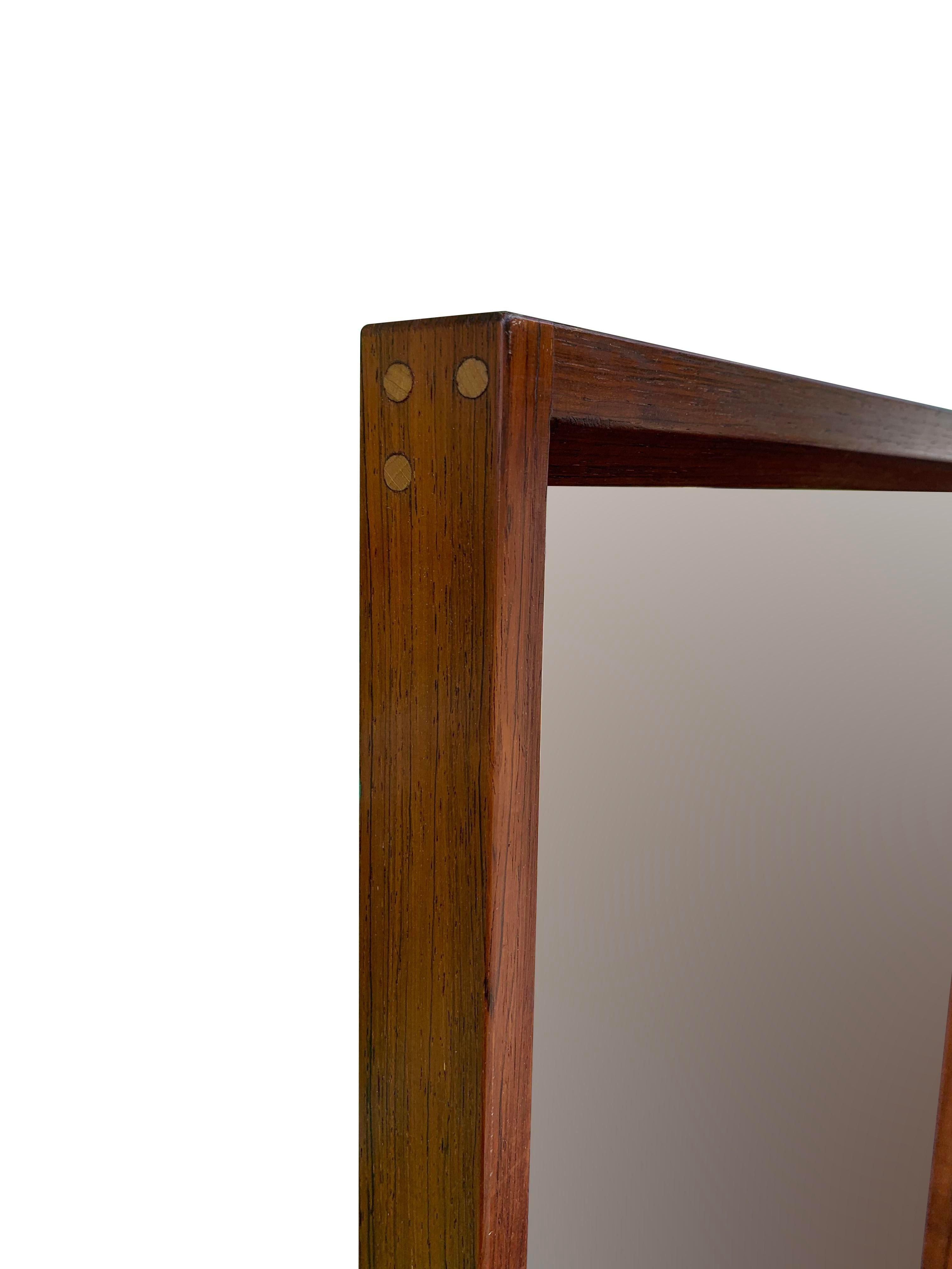 Danish Wall Mirror Mid Century Modern by Aksel Kjersgaard for Odder Møbler Teak In Good Condition For Sale In Saddle River, NJ
