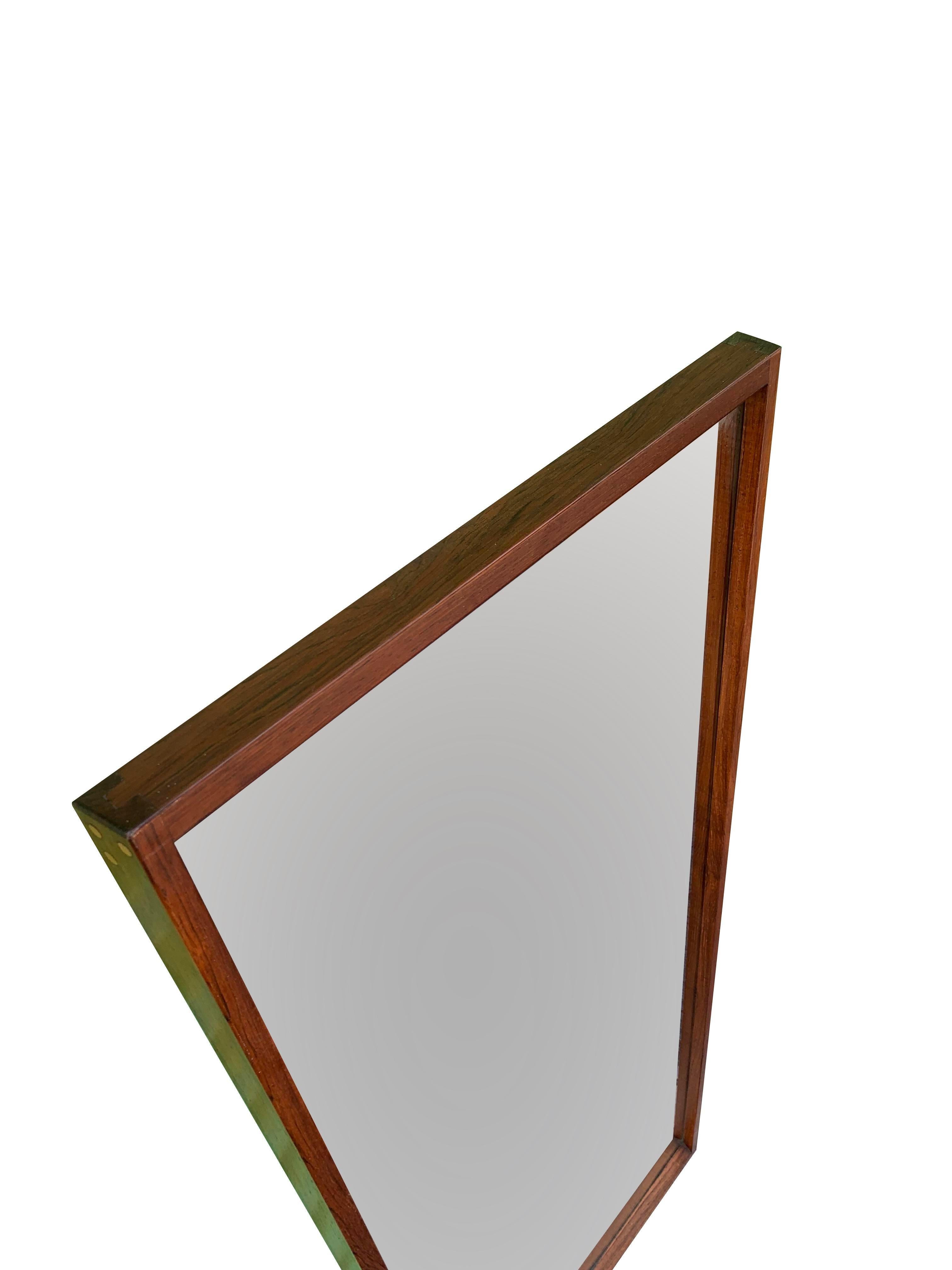 Danish Wall Mirror Mid Century Modern by Aksel Kjersgaard for Odder Møbler Teak For Sale 3