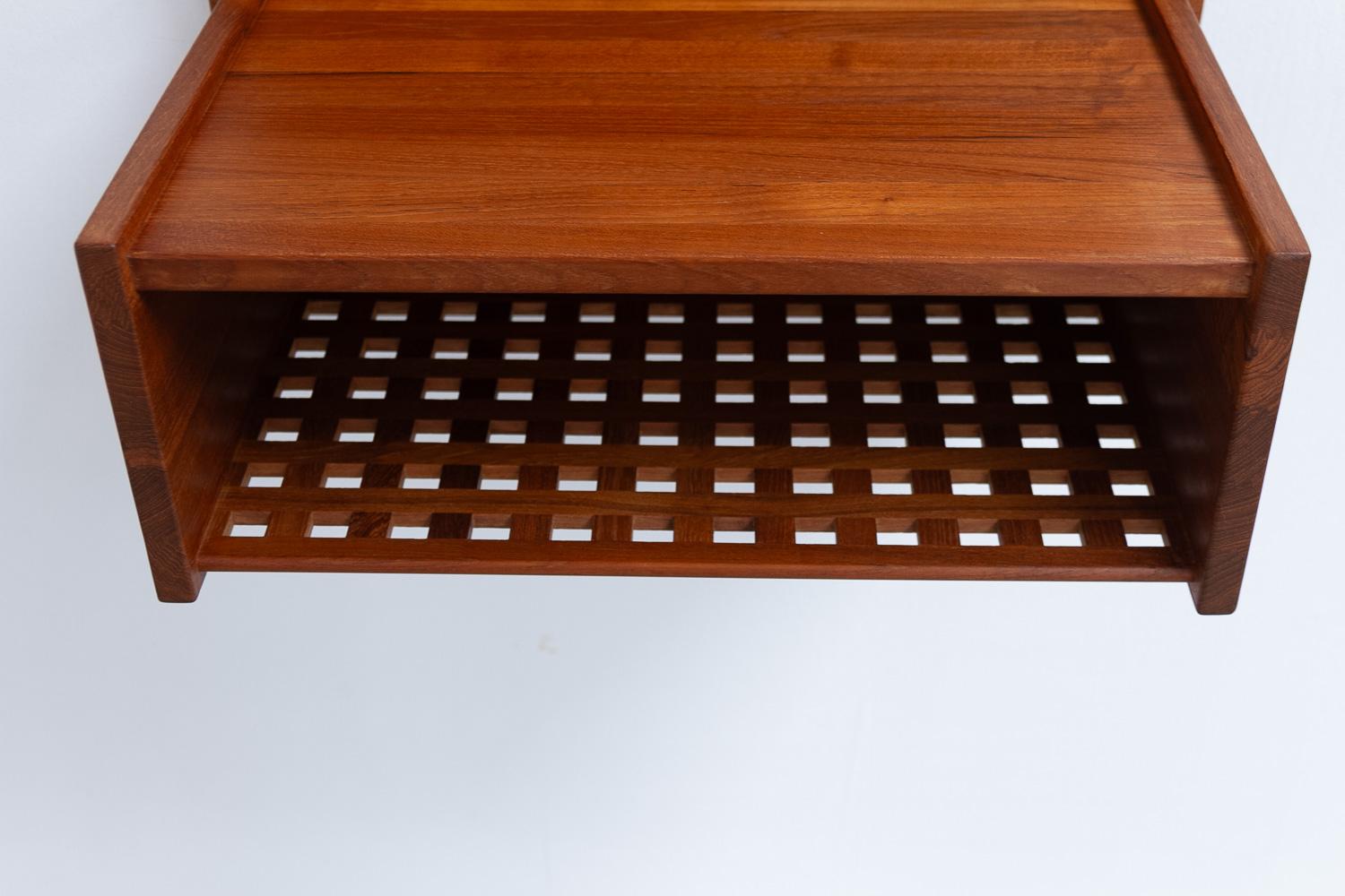 Late 20th Century Danish Wall Mounted Bedside Tables in Solid Teak by Trip Trap, 1980s. Set of 2. For Sale