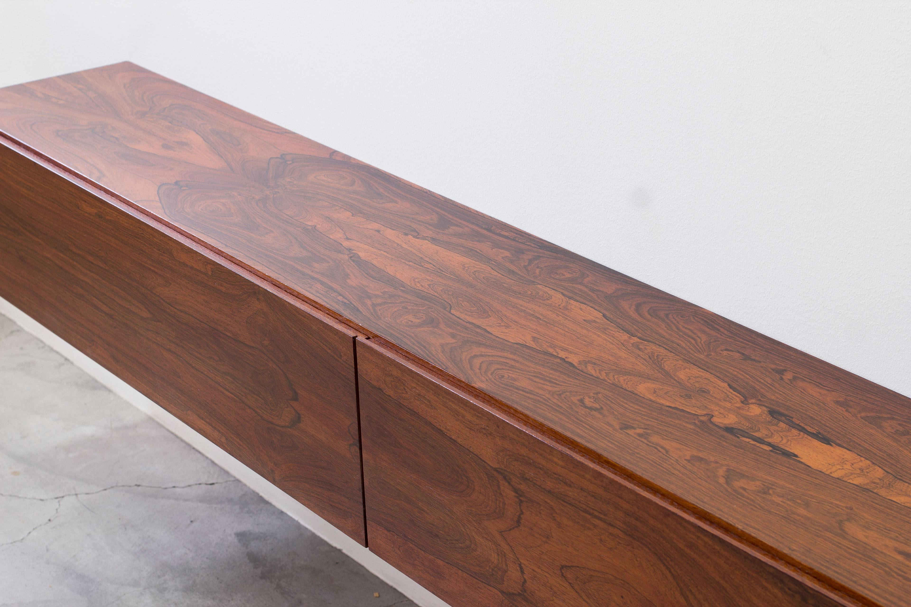 Danish wall mounted rosewood sideboard, Denmark In the style of Kofod Larsen no1 1