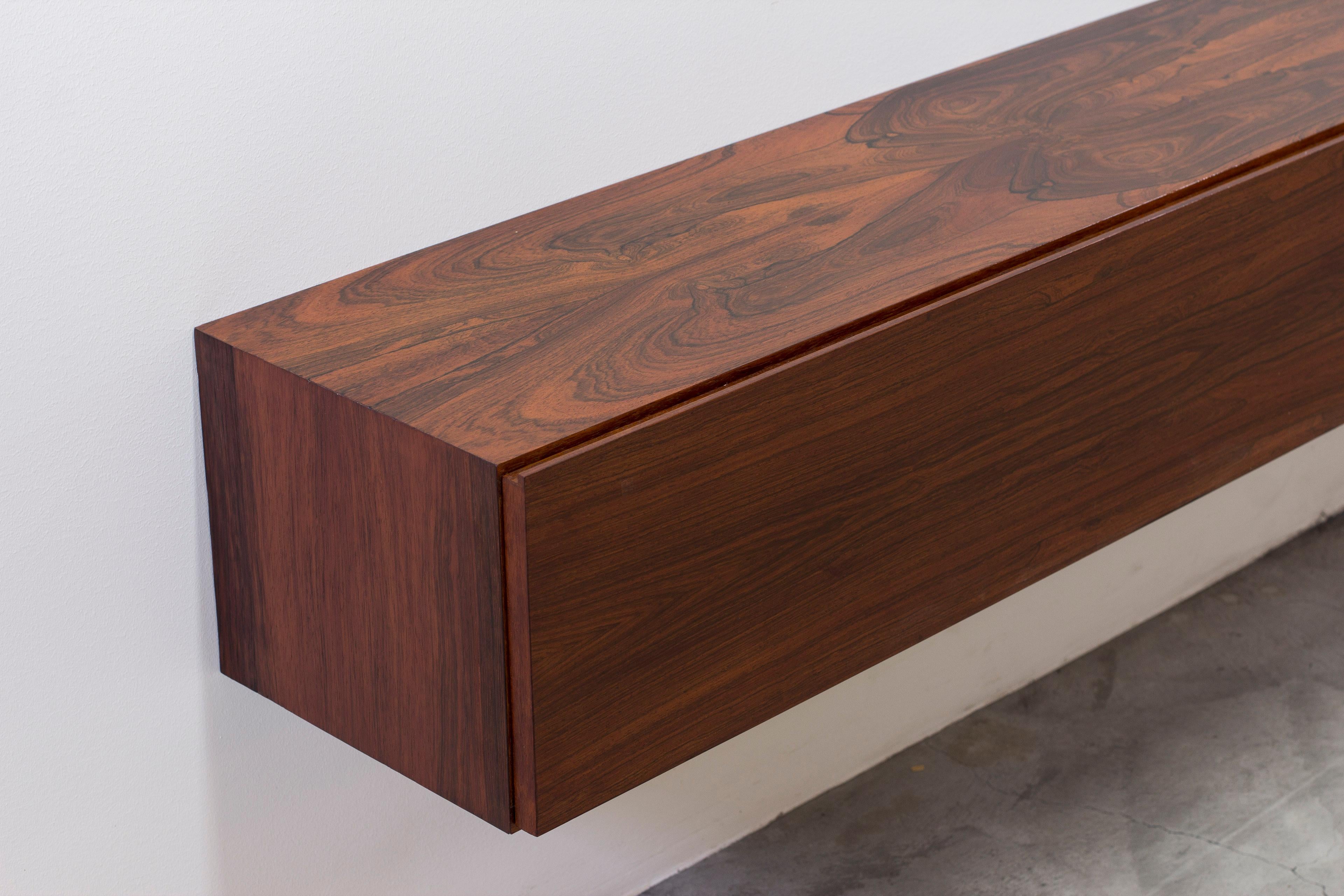 Danish wall mounted rosewood sideboard, Denmark In the style of Kofod Larsen no2 4
