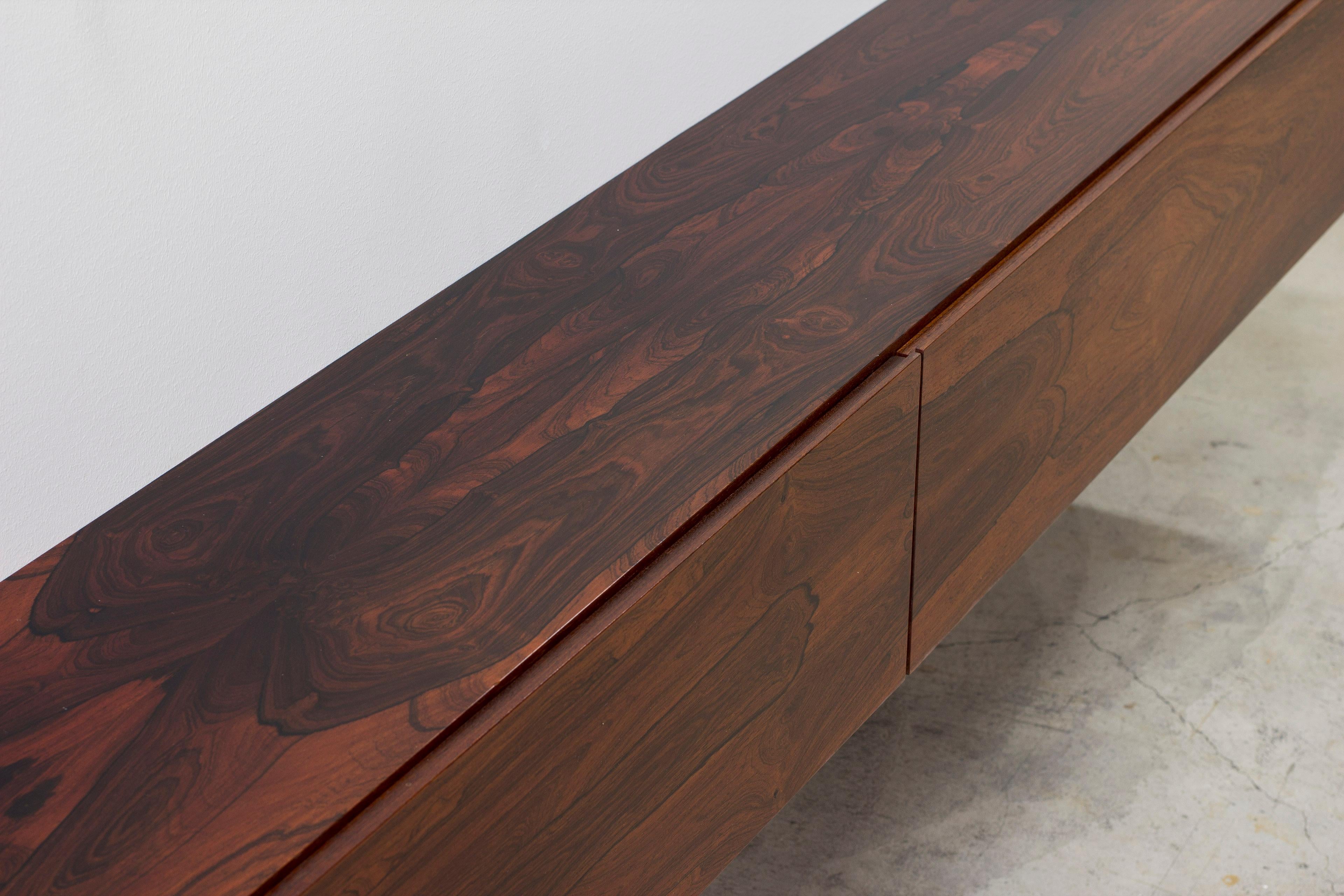 Palisander Danish wall mounted rosewood sideboard, Denmark In the style of Kofod Larsen no3