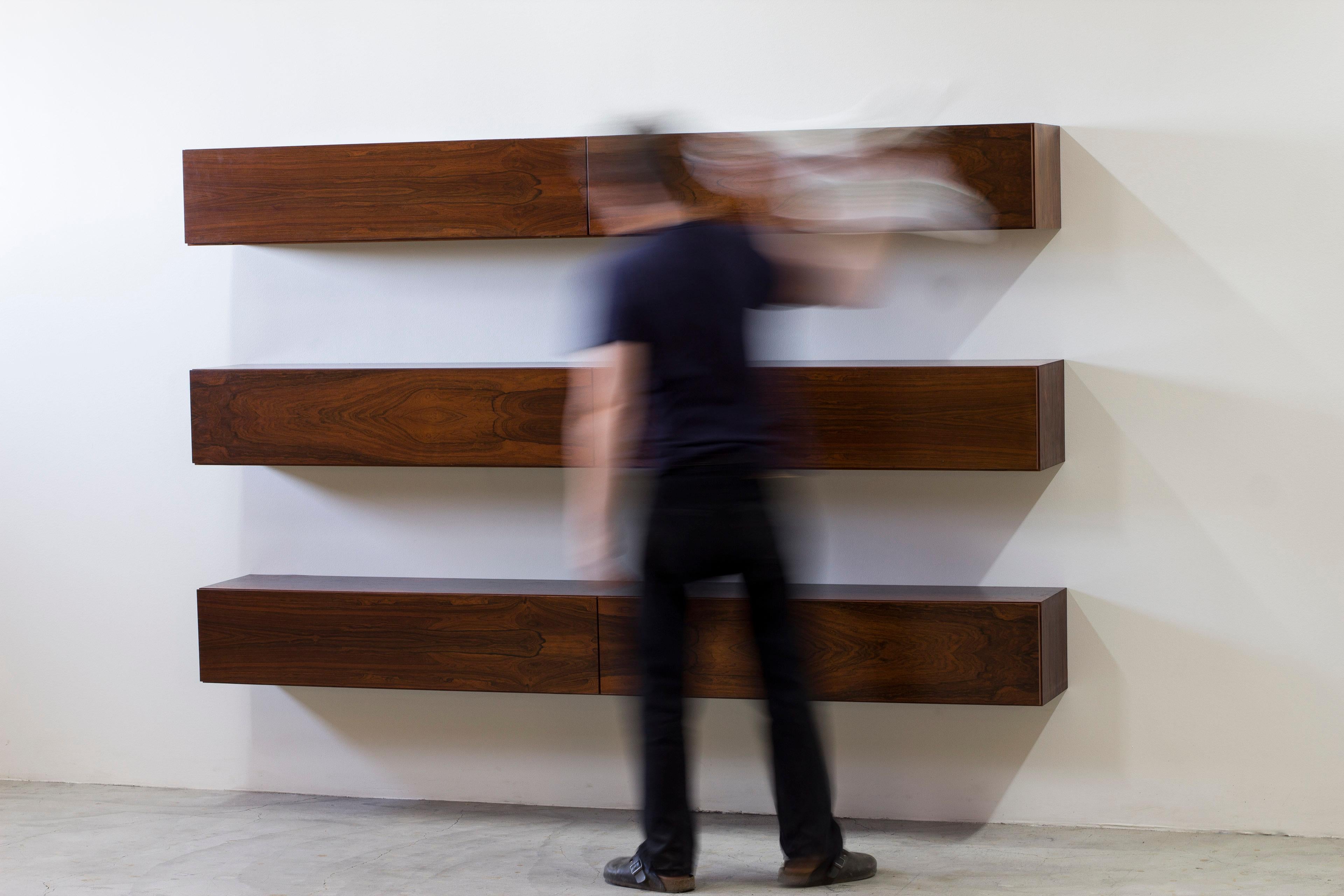 Danish wall mounted rosewood sideboard, Denmark In the style of Kofod Larsen no3 3