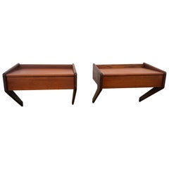 Danish Wall-Mounted Teak Bedside Tables from the 1960s, Ølholm Møbelfabrik
