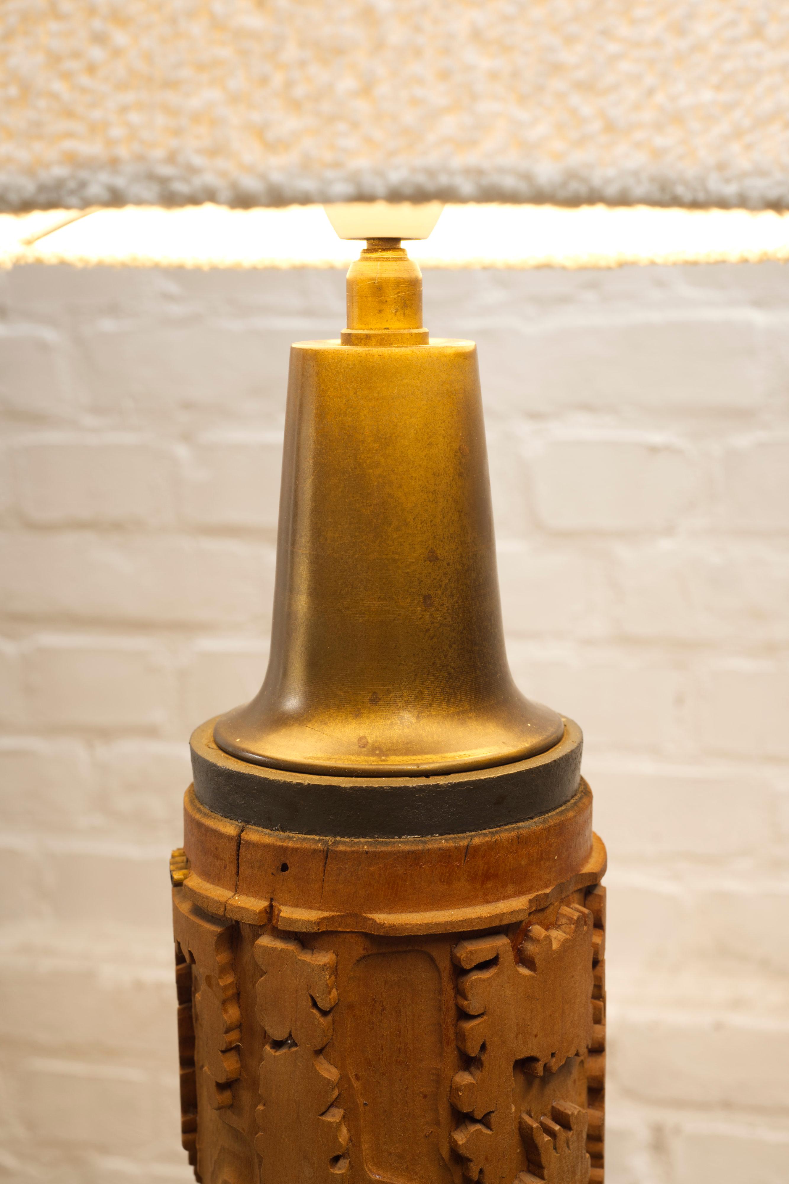 Laiton Lampadaire danois en rouleaux d'impression papier peint, années 1930
