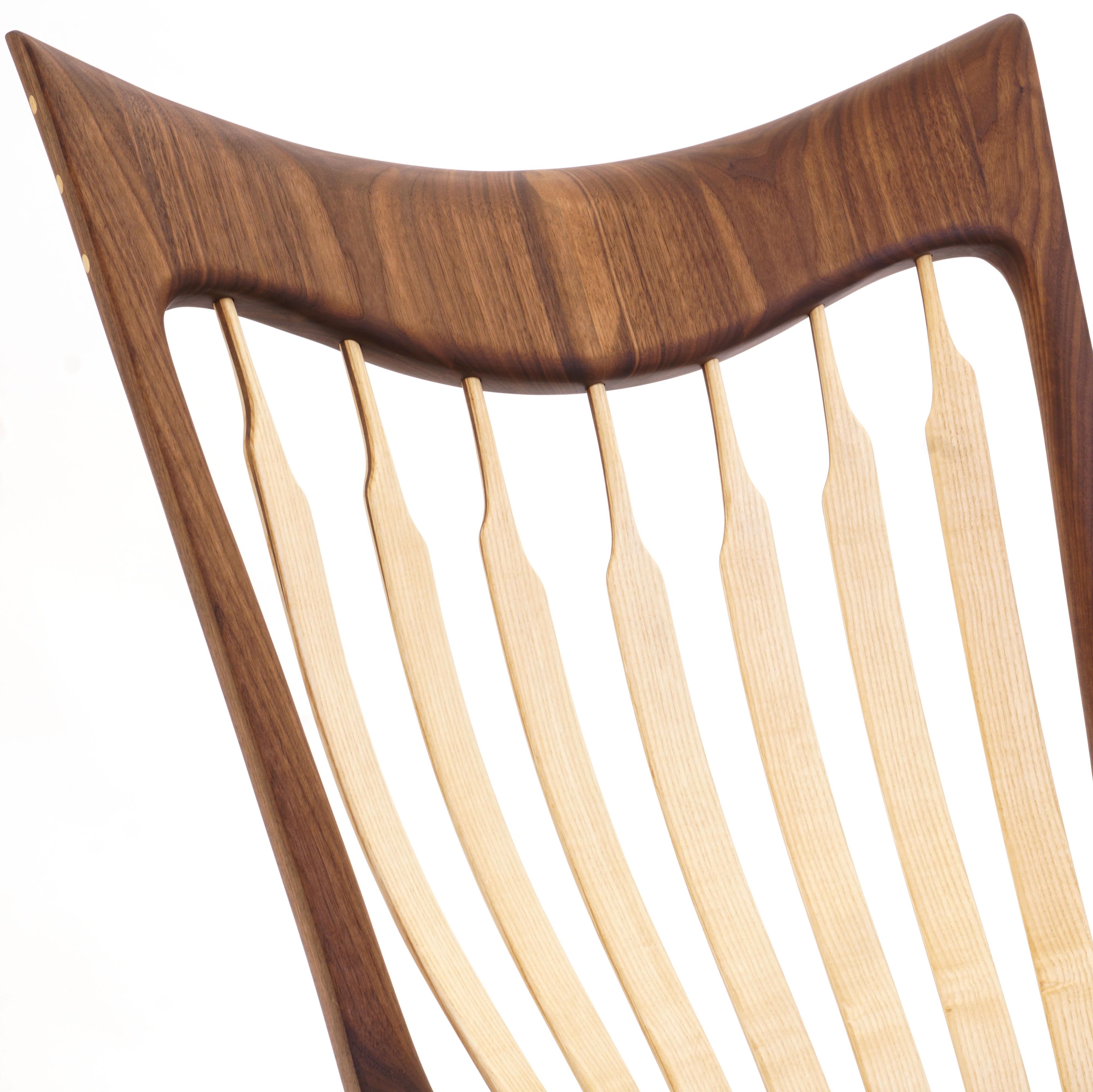 Modern Danish Walnut and Ash Tree Rocking Chair Handcrafted by Morten Stenbæk For Sale