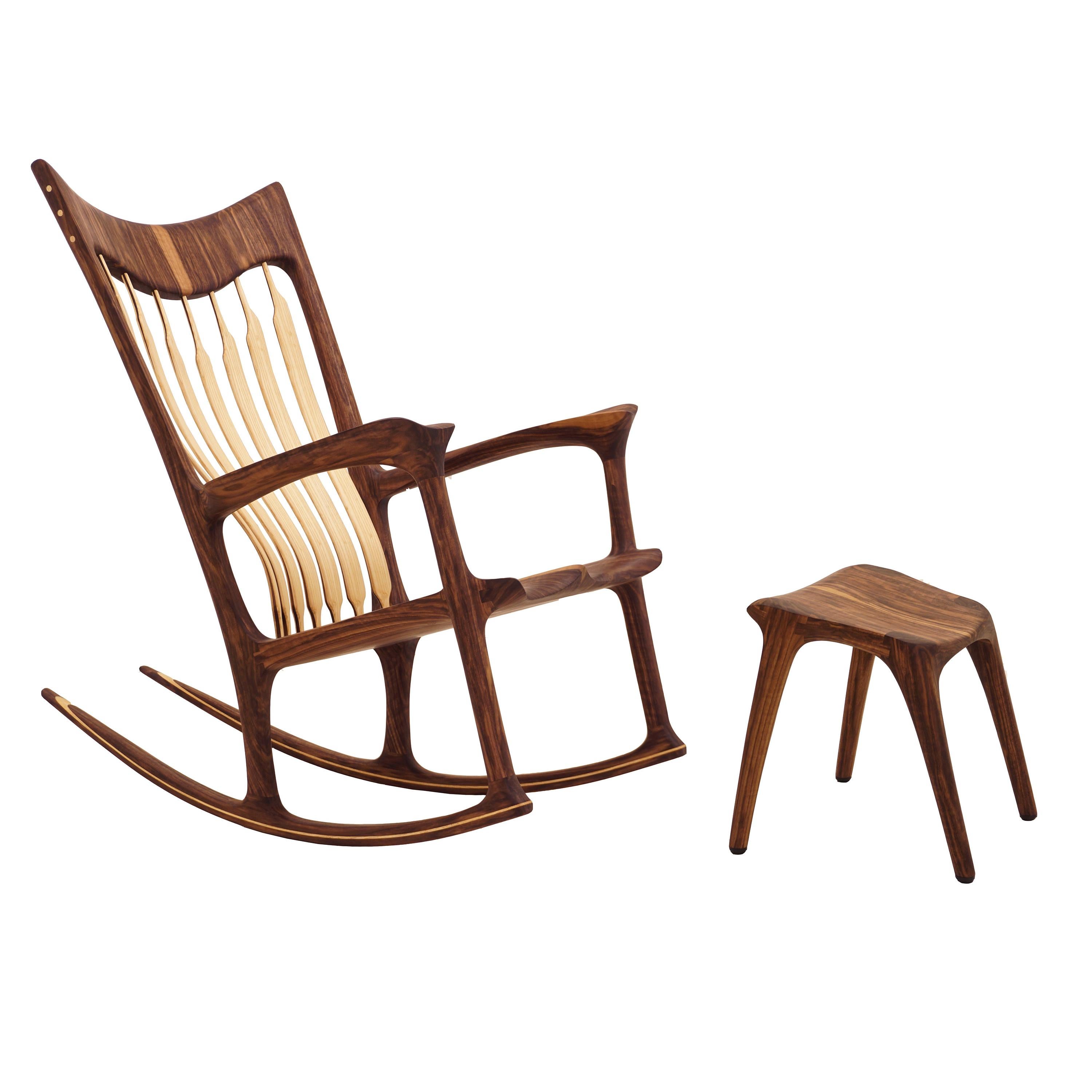 Danish Walnut and Ash Tree Rocking Chair Handcrafted by Morten Stenbæk For Sale