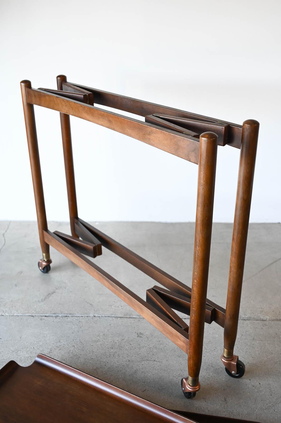 Danish Walnut Collapsible Bar or Service Cart with Removable Trays, ca. 1960 7