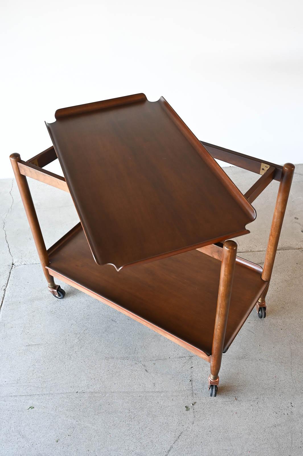 Danish Walnut Collapsible Bar or Service Cart with Removable Trays, ca. 1960 4