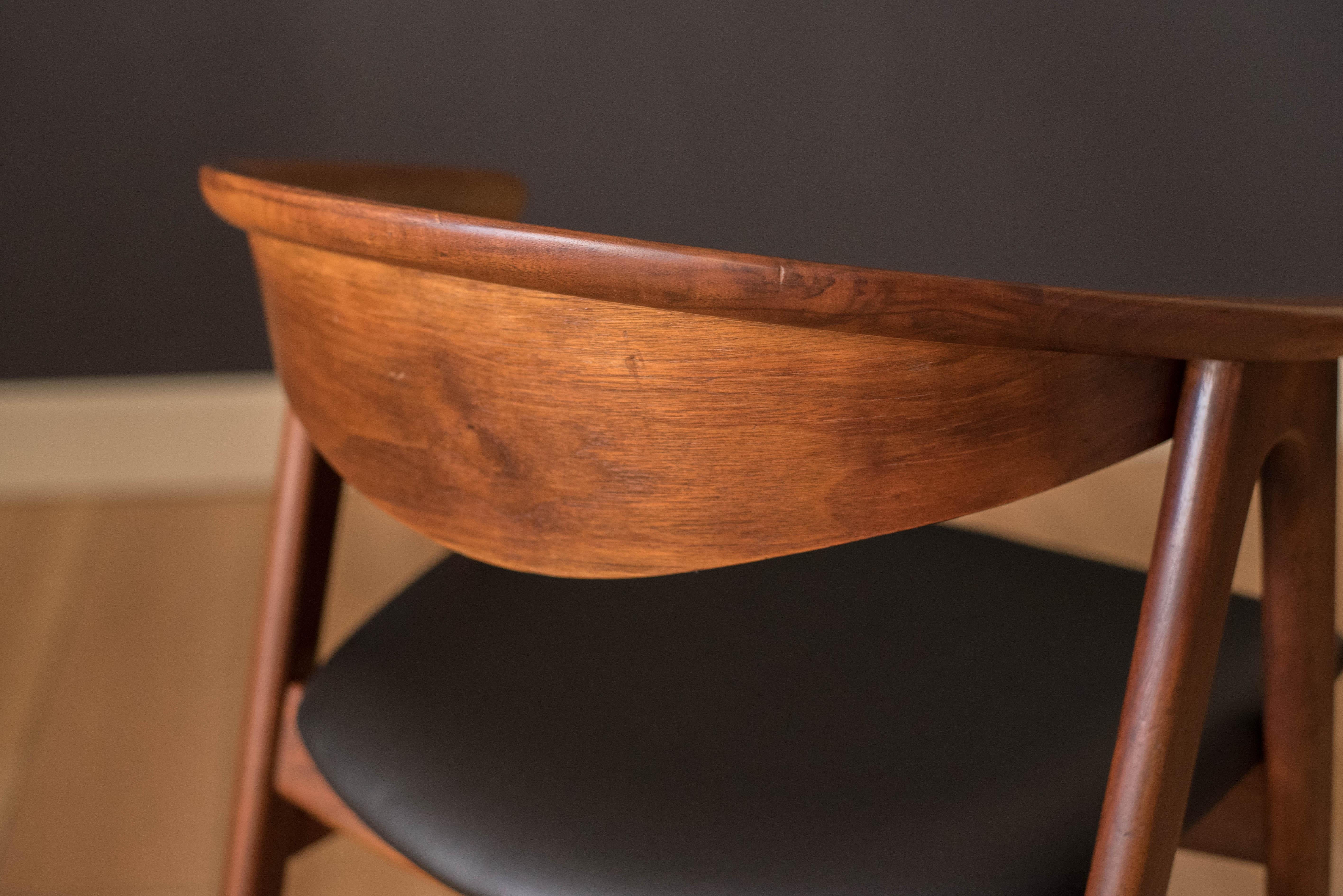 Danish Walnut Compass Dining Chair by Erik Kirkegaard 5