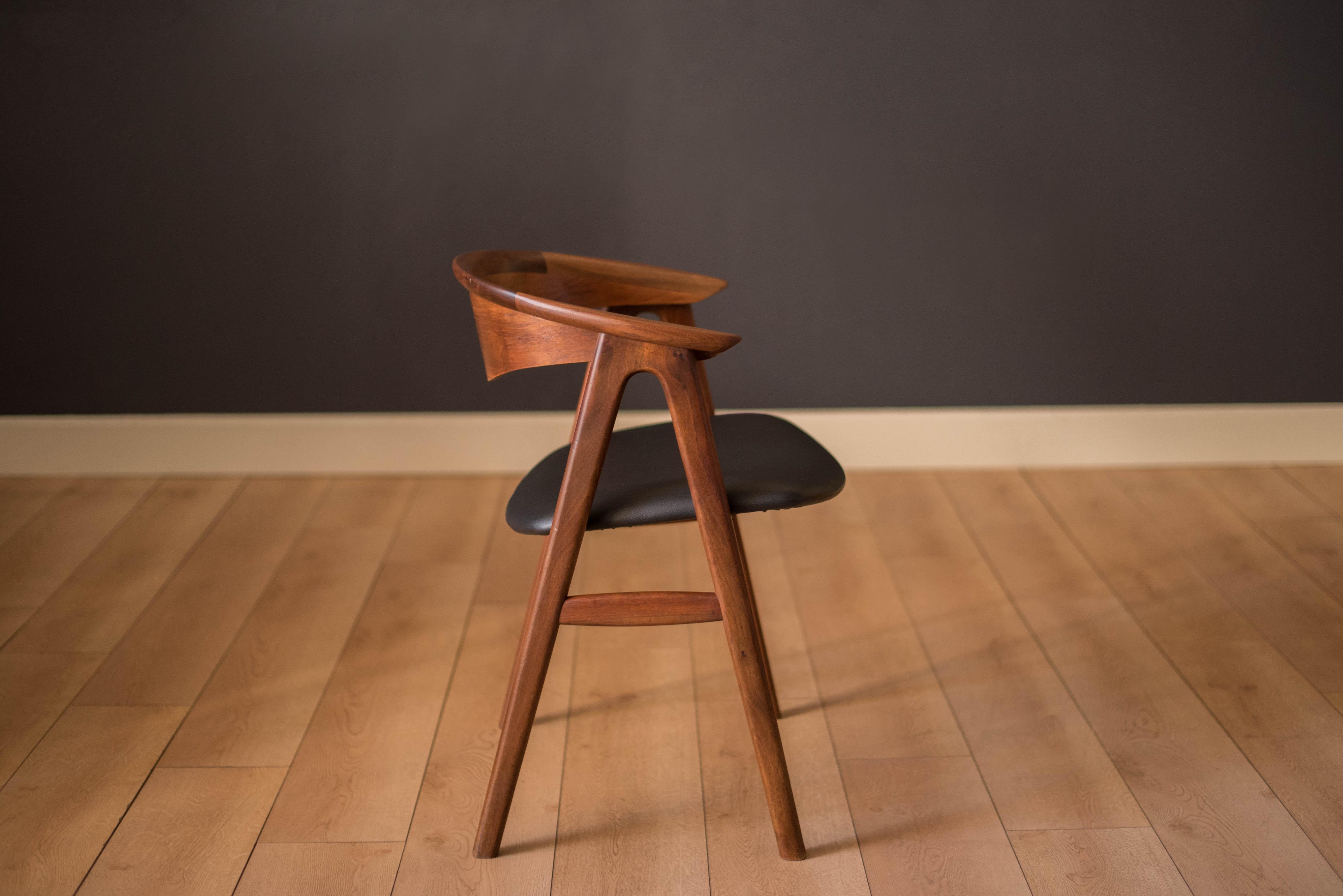 Scandinavian Modern Danish Walnut Compass Dining Chair by Erik Kirkegaard