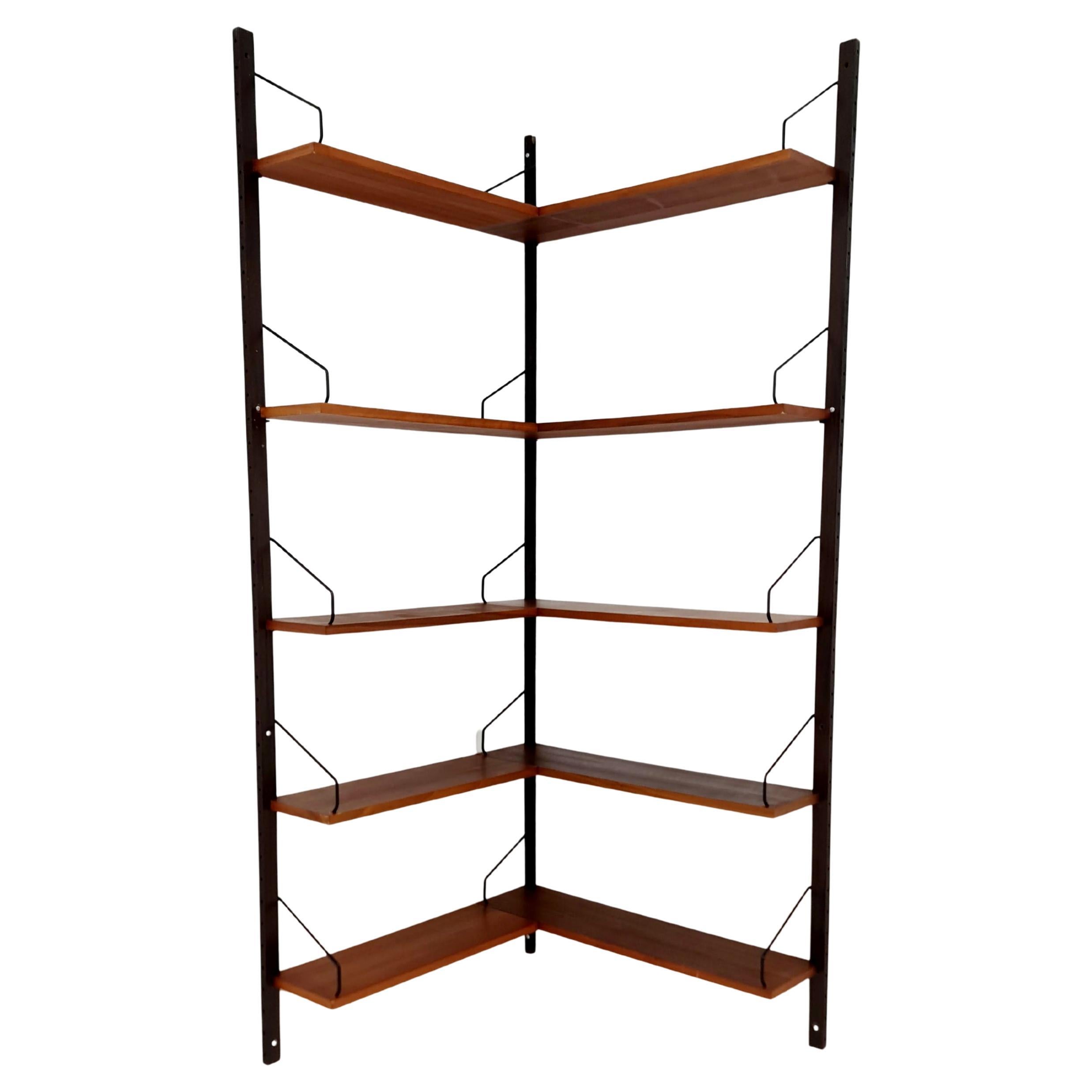 Danish walnut Corner Wall-Mounted Shelving Unit, by Royal for  Poul Cadovius