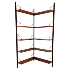 Danish walnut Corner Wall-Mounted Shelving Unit, by Royal for  Poul Cadovius