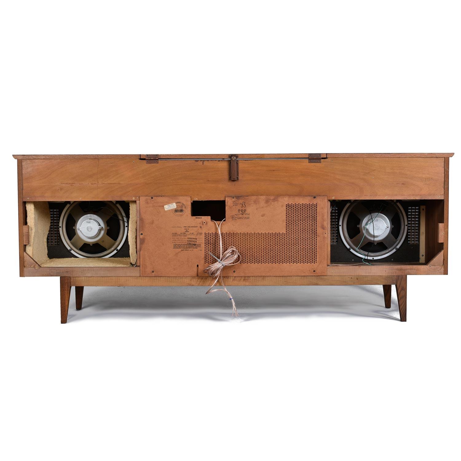 Not only does this Danish Modern style walnut cabinet look handsome AF, but the original speakers sound amazing. We pulled out the clunky old components and left the original 12
