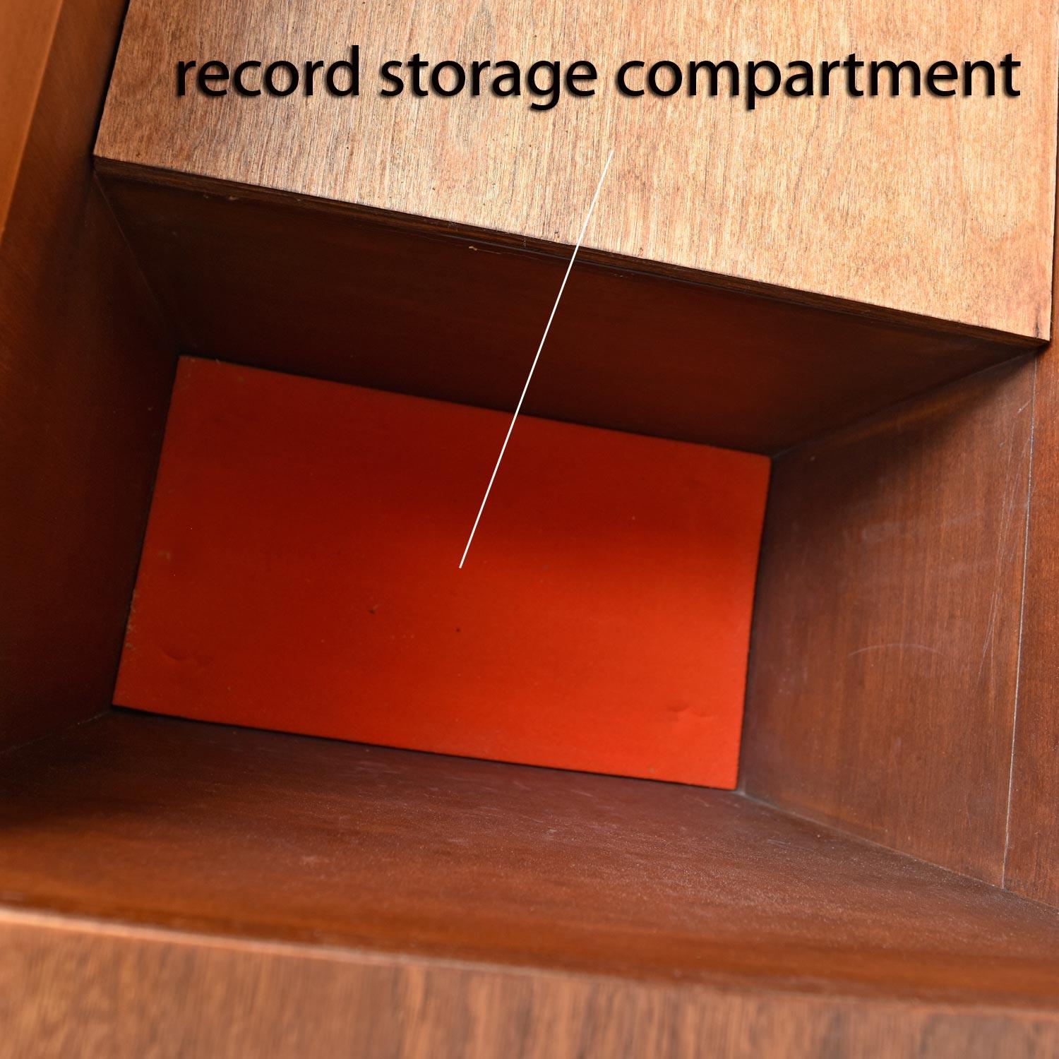 Mid-20th Century Danish Walnut Credenza Style Console Stereo Cabinet with Original Speakers