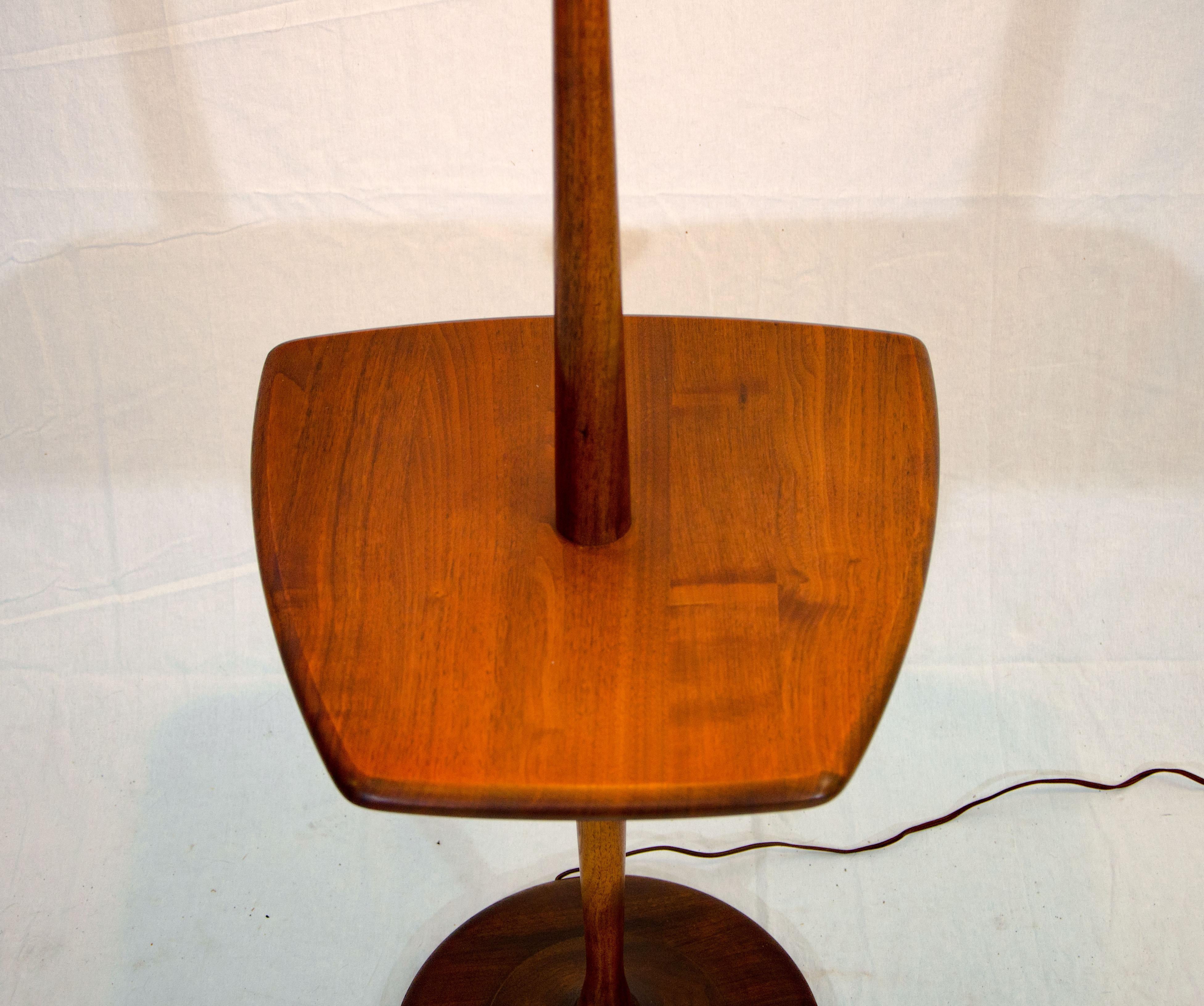 Mid-Century Modern Danish Walnut Floor Lamp with Table For Sale