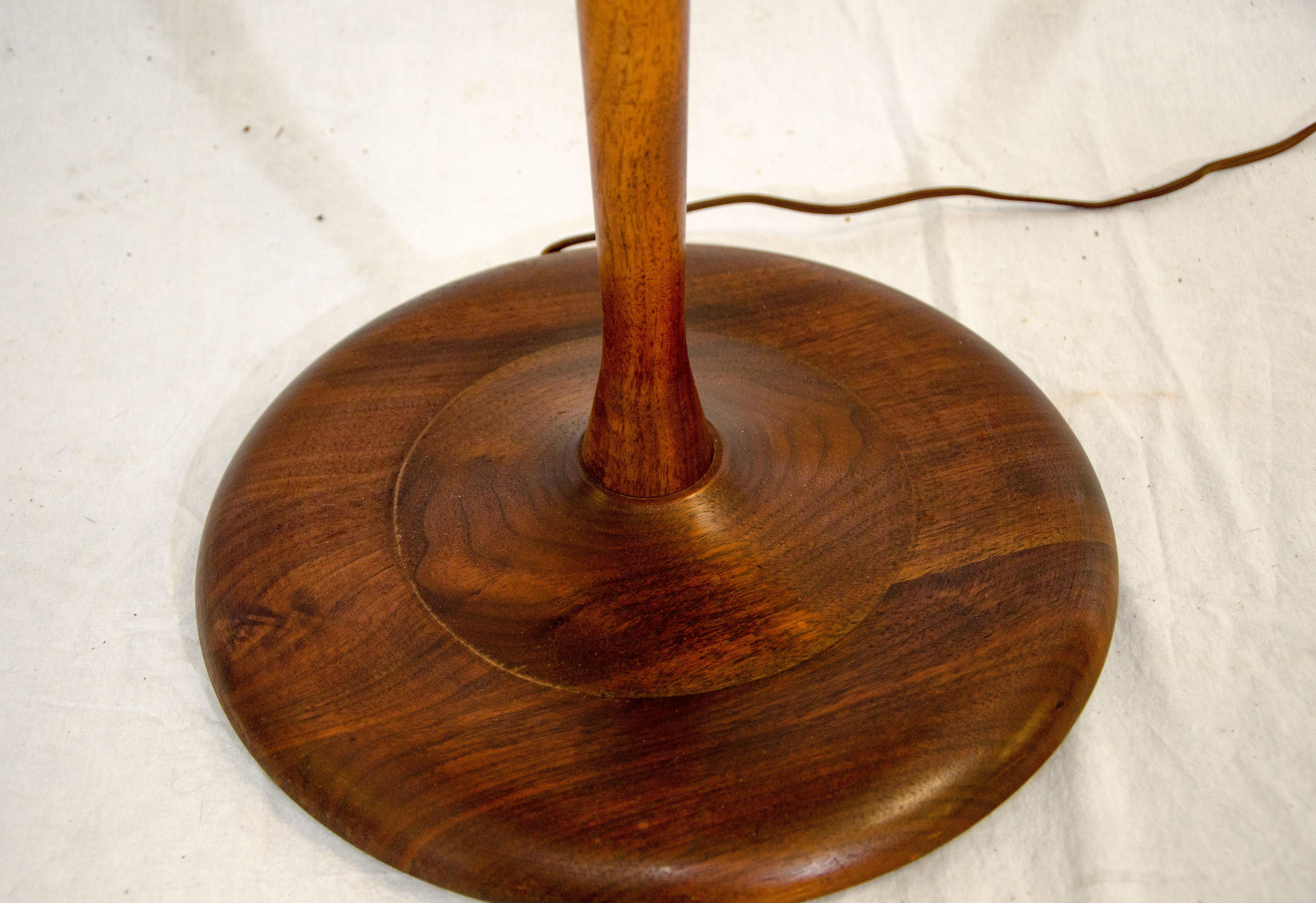 Danish Walnut Floor Lamp with Table For Sale 1
