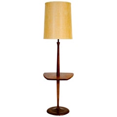 Danish Walnut Floor Lamp with Table